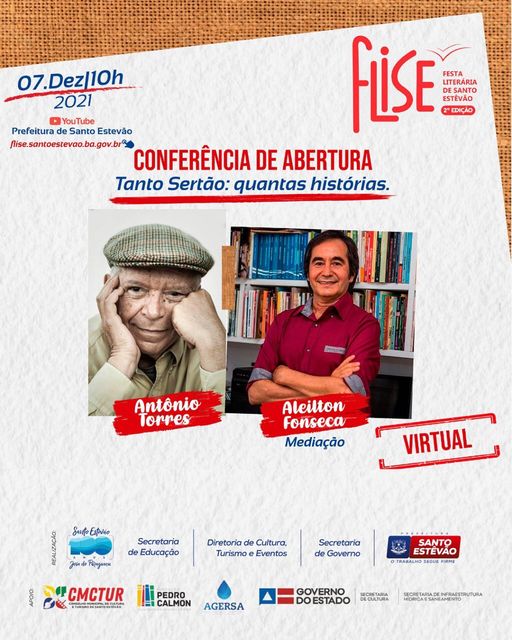 Conferência de abertura da FLISE com Antônio Torres tem o tema: Tanto Sertão