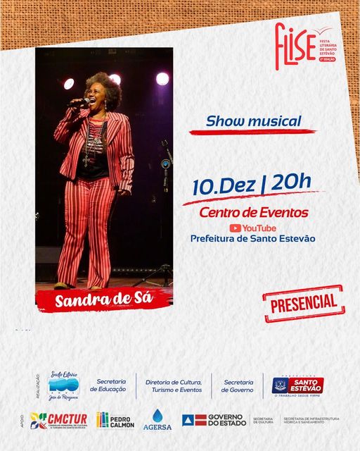 Sandra de Sá marca presença com um show dia 10 de dezembro 