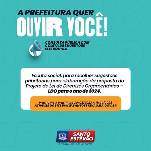 CONSULTA PÚBLICA: PROJETO DE LEI DE DIRETRIZES ORÇAMENTÁRIA – LDO/2024